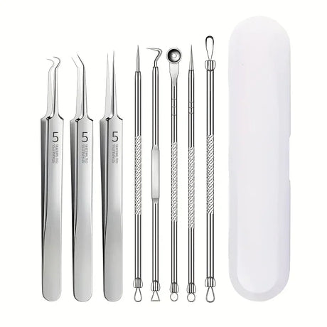 4/8PCS Acne Blackhead Comedone Black Spot Pimple Blemish Remover Skin Care Women Beauty Acne Treatment Pore Cleanser Needle Hook