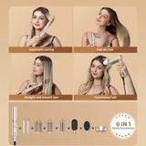 8 in 1 Hair Dryer Brush High Speed Brushless Blow Dryer Negative Ionic Hair Heating Brush Hot Air Styling Comb Auto Hair Curle
