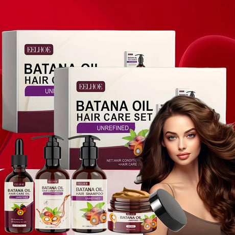 Batana Oil Hair Care Set - Shampoo, Conditioner, Hair Mask and Scalp Oil for All Hair Types