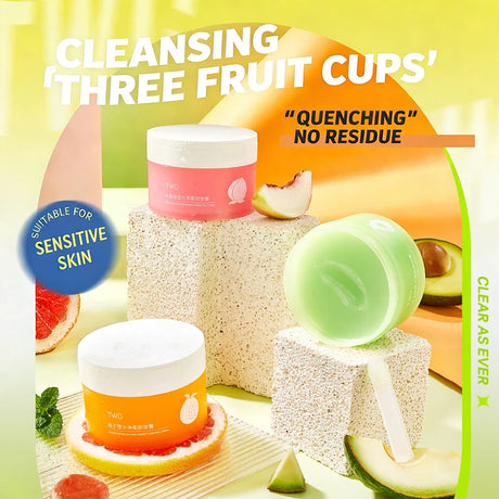 Avocado Cleansing Balm 4-in-1 Makeup Remover for Face Eyes & Lips Fast Melting No Residue Gentle Cleansing Balm Fruit Scented
