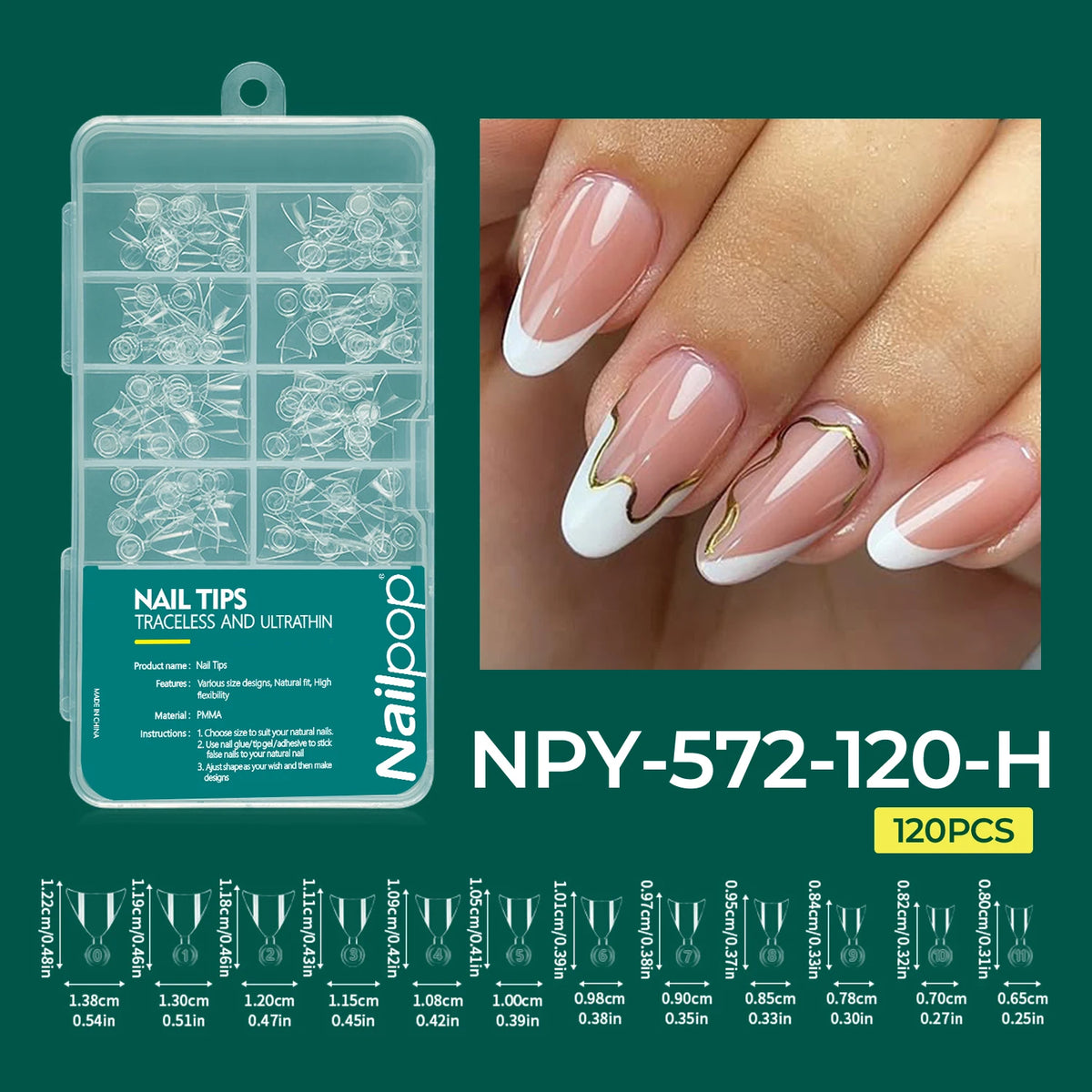 Nailpop 120pcs/box Gel X Nail Tips Medium Short Shape Almond/Square/Soft Gel Nail Tips False Nails Soak Off Easy Nail Extensions