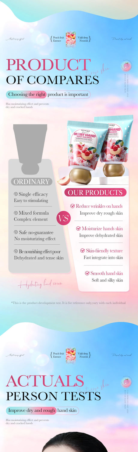 BIOAQUA Honey Peach Hand Cream Moisturizing Nourishing Anti-aging Anti Wrinkles Whitening Creams Hands Skin Care Products
