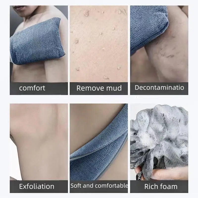 1/3Pcs Body Cleaning Washcloth Soft Brush Home Hotel Bathroom Shower Ball Back Scrubber Set Exfoliating Skin Towel Bath Gloves