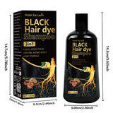 Pure Black Hair Dye Shampoo 3in1. Long Lasting Rich Color, Gray Coverage. Organic Ginger Polygonum Extracts. Gentle Effective.