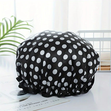 1Pc Fashionable Printed Doublelayer Waterproof Shower Cap,a Must-have for Bathrooms,with Diverse Hair Care and Waterproof Styles