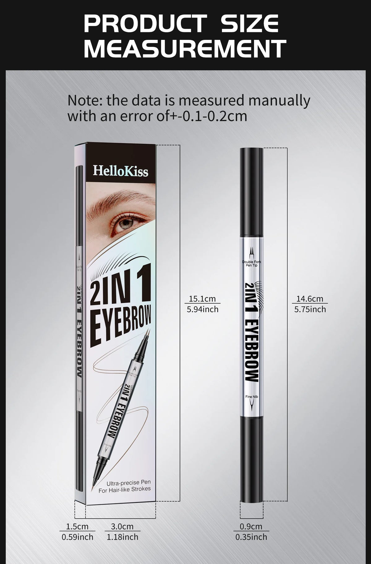 Natural Look Eyebrow Pencil Waterproof Sweat Proof Double Ended 2 in 1 Long Lasting Brow Definition Fill Shape
