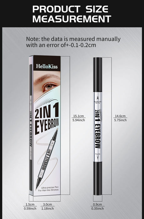 Natural Look Eyebrow Pencil Waterproof Sweat Proof Double Ended 2 in 1 Long Lasting Brow Definition Fill Shape