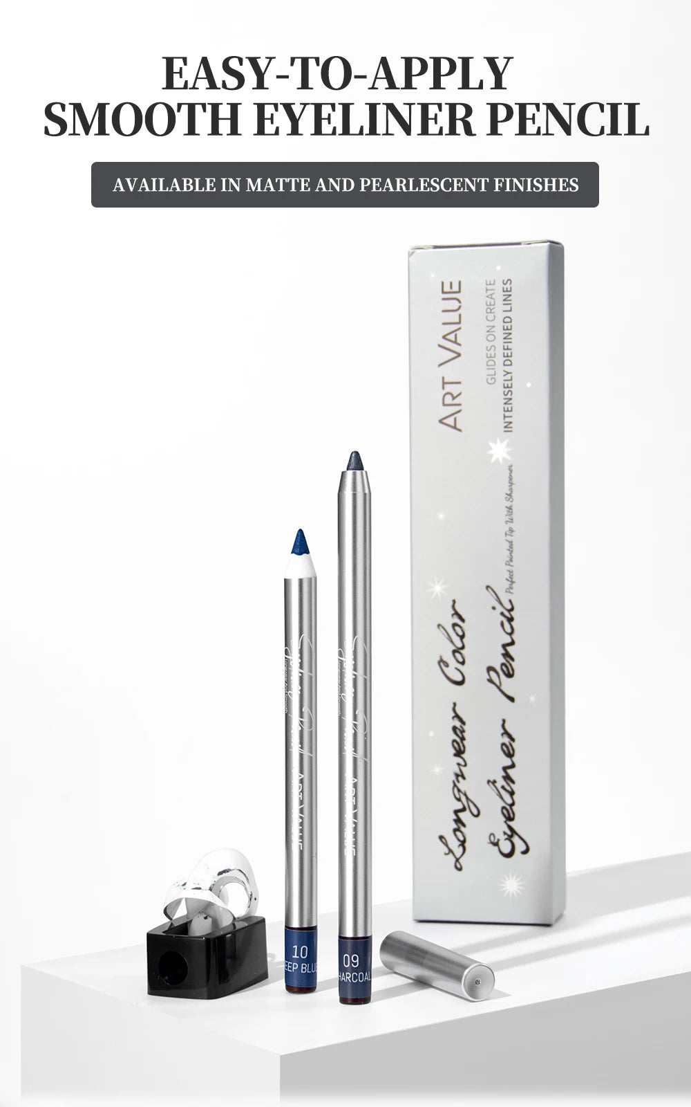 ART VALUE Creamy Texture Matte Eyeliner Pencil Easy Coloring Sweat Proof Eyeshadow Pencil Long Lasting Shimmer Eyeliner Makeup