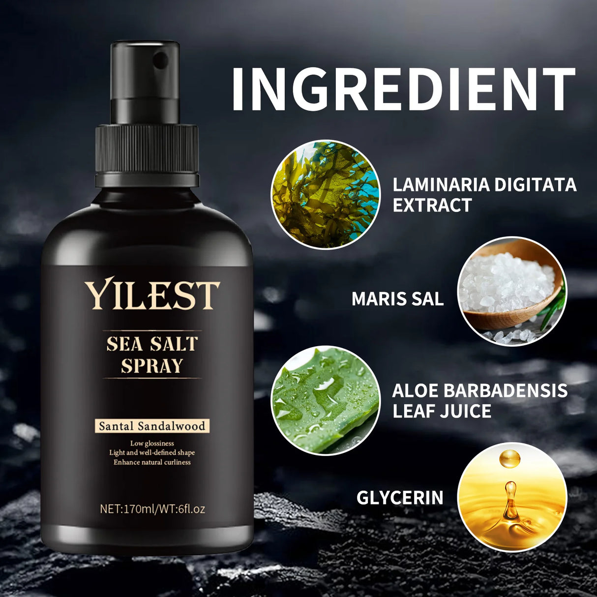 Sea Salt Hair Style Spray 170ml for Curly Hair Volume & Light Hold Salt Water Texturizing Spray for Men Women Hair Fixing Care