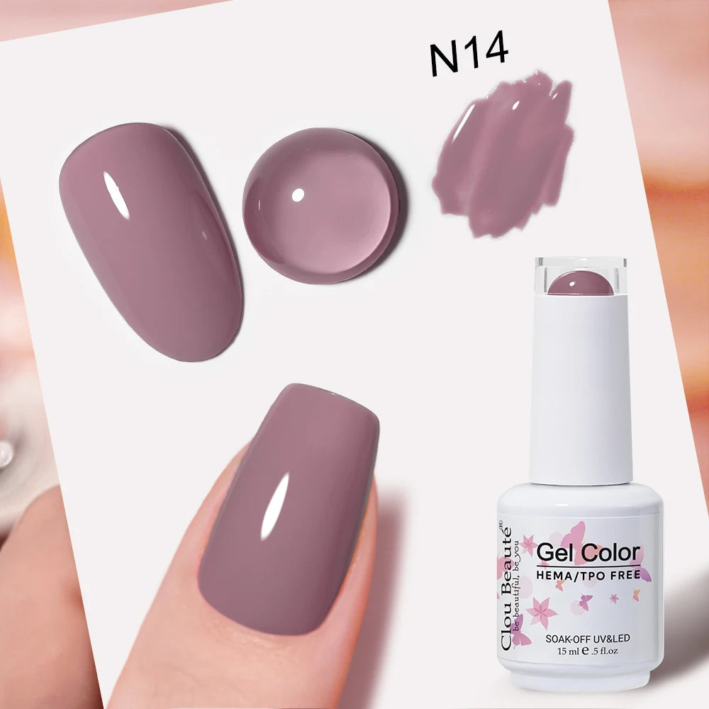 Clou Beaute Grey Color Nail Gel Polish Full Coverage Nail Polish Dark Red Gel Lacquer Varnish Vernis Semi Permanent Nail Art