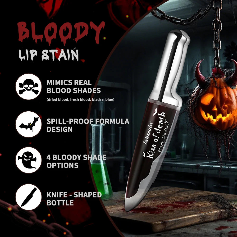 Lakerain Fake Bloody Lip Stain Gel-like Waterproof Spill-proof Long Lasting Matte Lip Tinting Halloween Party Lip Cosmetics