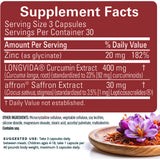 Saffron Supplements With Saffron Flower Extract, Curcumin & Zinc for Mood, Memory & Eye Health, Joint Supplements for Men Women