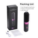 Wireless Electric Hot Comb Straight Hair Straightener Comb Straightening Brush Negative Ion Anti-Scalding Styling Tool