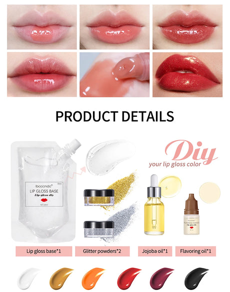 DIY Lip Gloss Making Kit Moisturizing Lip Gloss Base Diy Raw Material Tool Kit Shiny Glitter Lip Tints Glaze Handmade Cosmetic