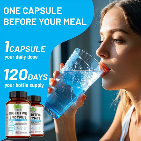 Digestive Enzymes Supplement - Digestion and Intestinal Health for Adults Men and Women, Promotes Nutrient Absorption