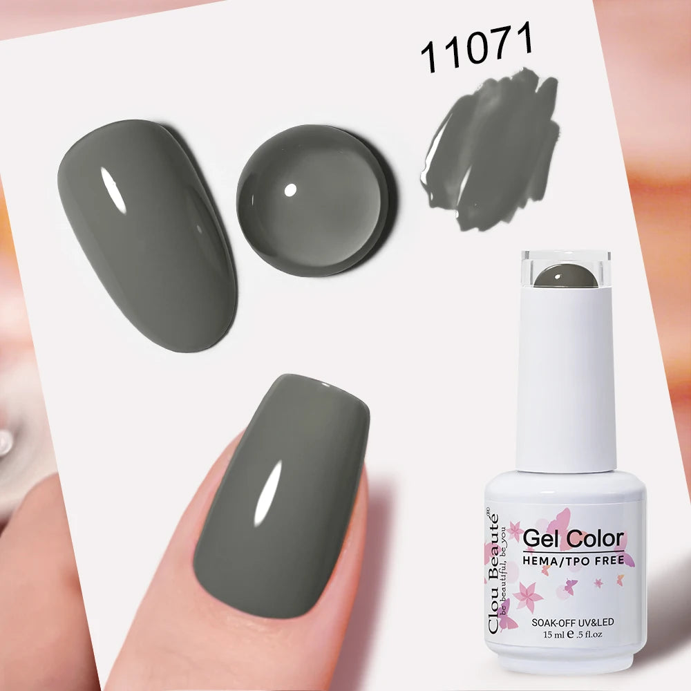 Clou Beaute Grey Color Nail Gel Polish Full Coverage Nail Polish Dark Red Gel Lacquer Varnish Vernis Semi Permanent Nail Art