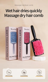 Professional Hair Dryer Brush Microfiber Bristles Quick Drying Comb Anti-Scald Hair Care Styling Tool for Women Home Use