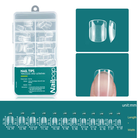 Nailpop 120pcs/box Gel X Nail Tips Medium Short Shape Almond/Square/Soft Gel Nail Tips False Nails Soak Off Easy Nail Extensions