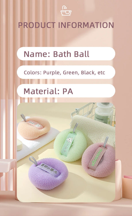 Shower Loofah Bath Sponge With Hanging Rope Exfoliating Soft Mesh Body Scrubber Rich Lather 3D Knit Design For Smooth Skin