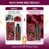 Fast-acting Hair Dye Shampoo Deep Wine Red 3 In 1 Natural Herbal Plant Extract Instant Coloring Shampoo For Gray White Hair Coverage Nourish Scalp