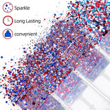 Patriotic Glitter Body Paint Stick with Makeup Remover Cloth, Red White Blue Face Paint for 4th of July, Sports Games