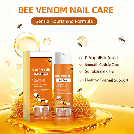 Bee Venom Nail Soothing Spray Nail Repair Treatment for Damaged&Discolored Toenail Moisturizing Nourishing Care for Brittle Nail