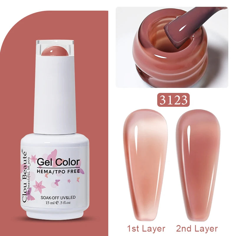 Clou Beaute Jelly Color UV Gel Manicure Summer Pink Nude Gel Nail Rainbow Nail Supplies For Professionals Semi-permanent Varnish