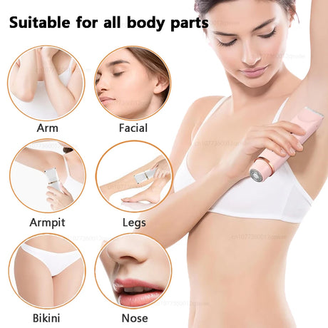 Women Electric Shaver Dual Head Bikini Trimmer Waterproof Body Hair  Trimmer Facial Hair Remover for Bikini Underarm Leg Arm