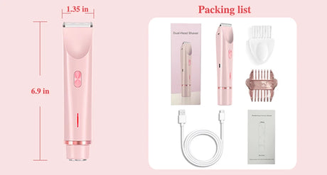Women Electric Shaver Dual Head Bikini Trimmer Waterproof Body Hair  Trimmer Facial Hair Remover for Bikini Underarm Leg Arm