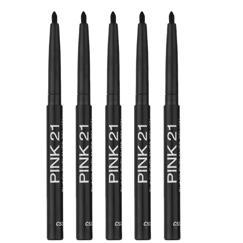 5Pcs Black Eyeliner Pencil Set - Waterproof, Long-Wearing, Easy Twist-up Application for Perfect Eye Makeup