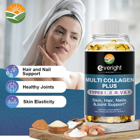Multi Collagen Pills for Antioxidant Women & Men Natural Skin Care Supplement - Hydrolyzed Protein Collagen Peptides