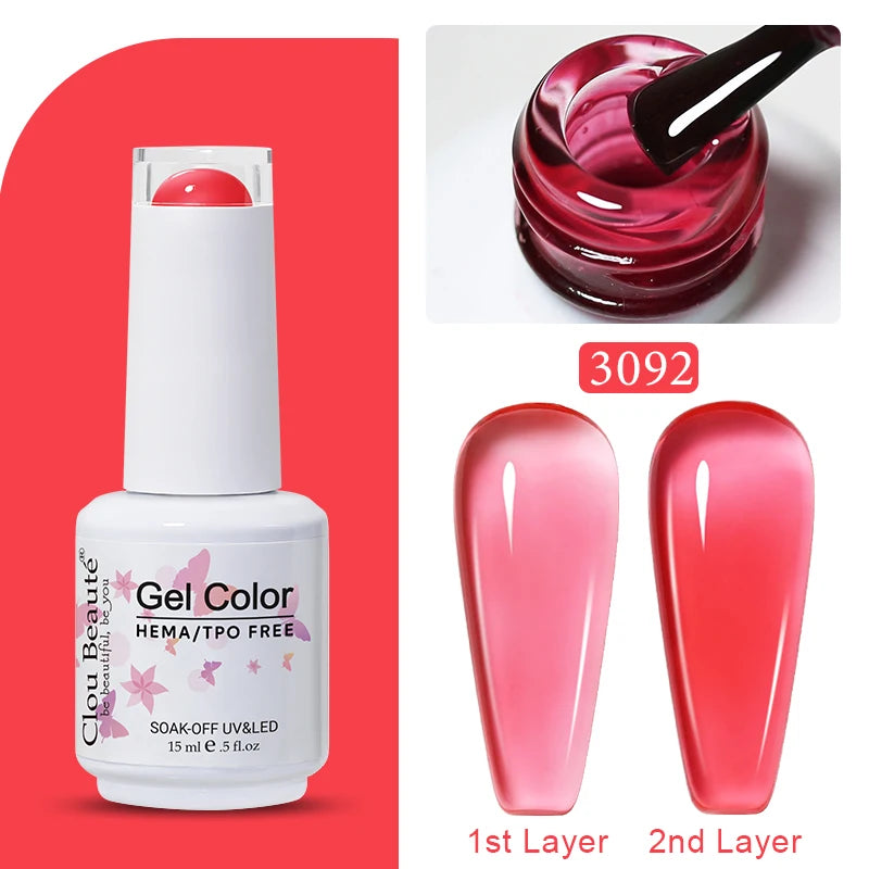 Clou Beaute Jelly Color UV Gel Manicure Summer Pink Nude Gel Nail Rainbow Nail Supplies For Professionals Semi-permanent Varnish