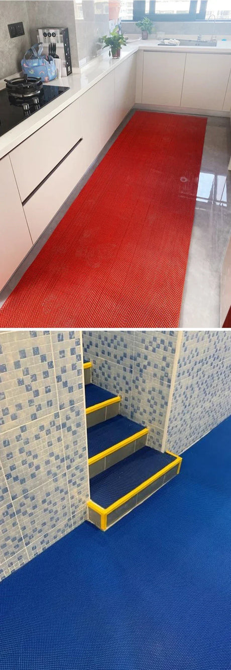Waterproof Non Slip Floor Mats Plastic PVC Kitchen Bathroom Outdoor Pool Dirt Resistant Foot Mats Carpet For Home