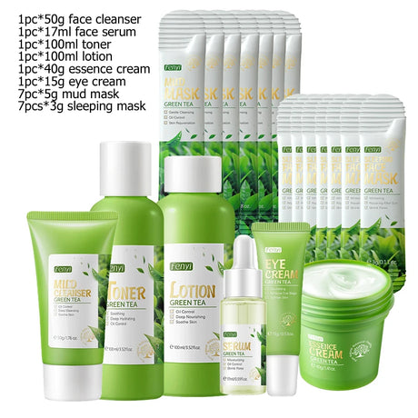 Green Tea Skin Care Kit Korean Cosmetic Moisturizing Exfoliate Beauty Face Care Set For Women Sakura Products kit