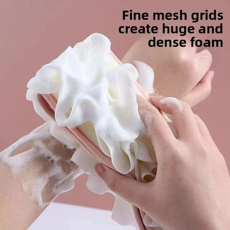 2 In 1 Back Scrubber Bath Sponge Towel Double Sided Shower Loofah Exfoliating Body Scrubber Long Strip Cleaning Bathing Tool