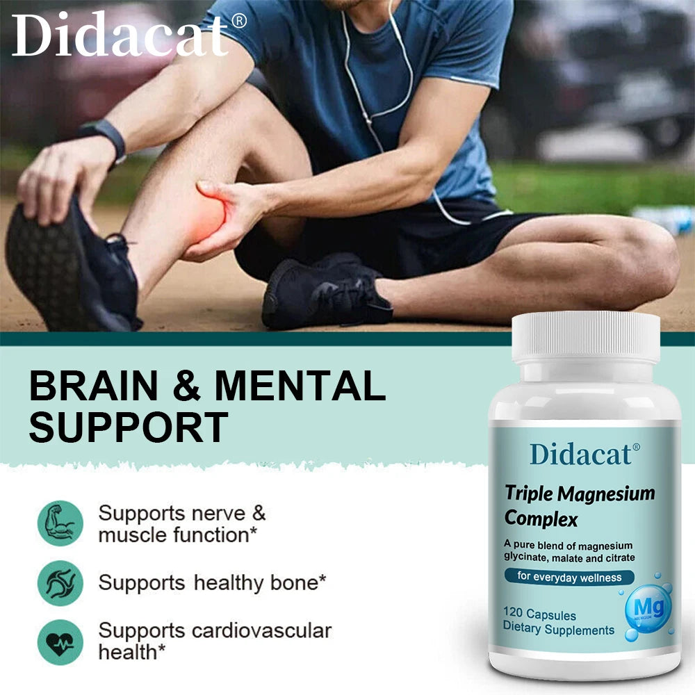 Triple Magnesium Complex Capsules, Supports Bone Strength, Muscle Relaxation, Cardiovascular Wellness and Night Sleep Quality