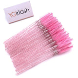 YGirlash 50Pcs Lash Swans Crystal Eyelash Applicator Disposable Diamond Handle Nylon Mascara Wands Brush Cosmetic Tools