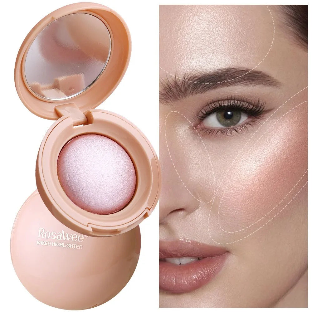 3D Face Highlighter Powder Instant Silky Baked Shimmer Illuminator Makeup Natural Glossy Brighten Contouring Glitter High Gloss