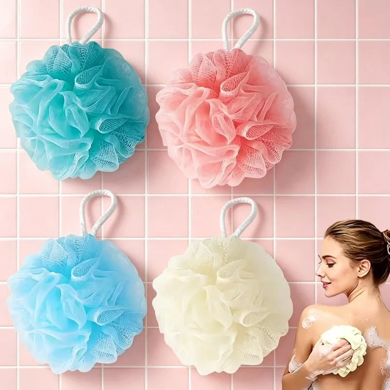 Solid Color Hanging Bath Ball Non-Dispersible Foaming Bath Flower For Home Shower Cleansing Hanging Rope Bath Ball Solid Color