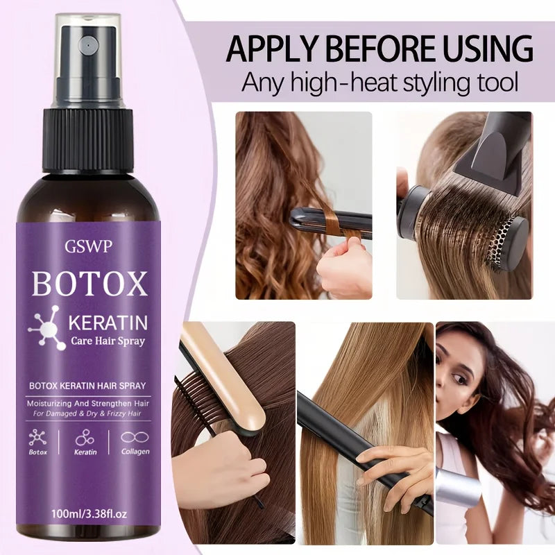 GSWP Botox Keratin Treatment Hair Spray, moisturizes and strengthens hair, reduces tangles, split ends, no need towash.100/200ml