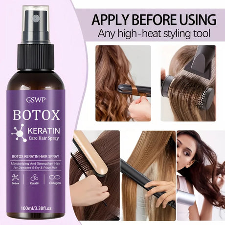GSWP Botox Keratin Treatment Hair Spray, moisturizes and strengthens hair, reduces tangles, split ends, no need towash.100/200ml