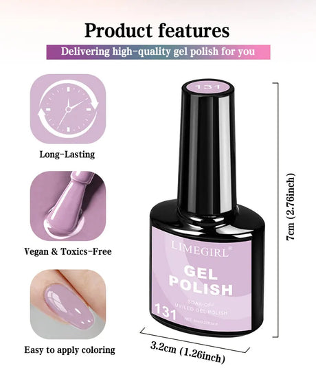 LIMEGIRL 6pcs/set Gel Nail Polish Ice Cream Color Vernis Semi-Permanent UV Gel Nail Art Varn Nail Polish Gel kit
