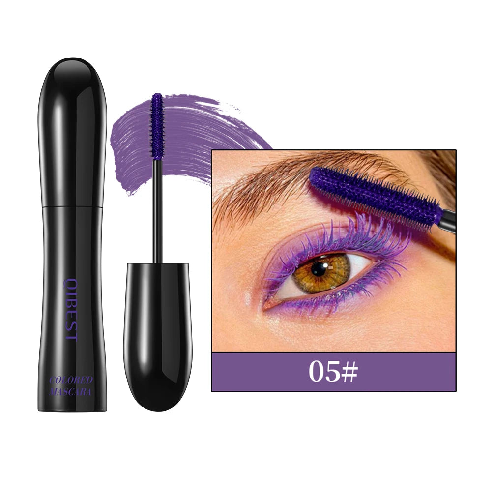QIBEST 4D Silk Fiber Eyelash Mascara Waterproof Colorful Mascara For Eyelash Extension Thick Lift Lengthening Lasting Makeup