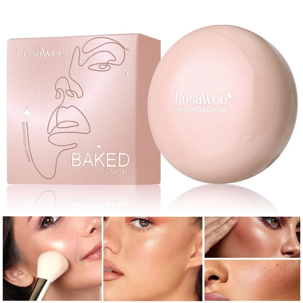 3D Face Highlighter Powder Instant Silky Baked Shimmer Illuminator Makeup Natural Glossy Brighten Contouring Glitter High Gloss