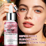 JUINHOU Natural Rose Vitamin ABCE Face Serum for Dull Uneven Skin Daily Hydrating Face Care Improve Skin Radiance Daily Skincare