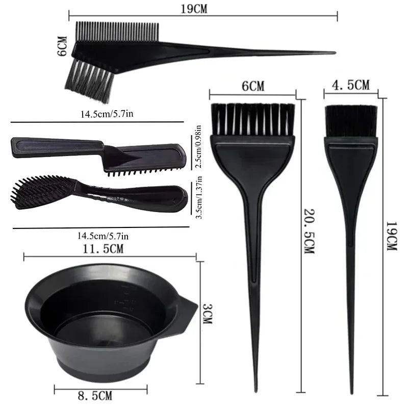 2/4/6pcs Professional Hair Dyeing Kit Color Mixed Bowl with Stirring Brush Coloring Bleaching Salon Hair Beauty Styling Tools