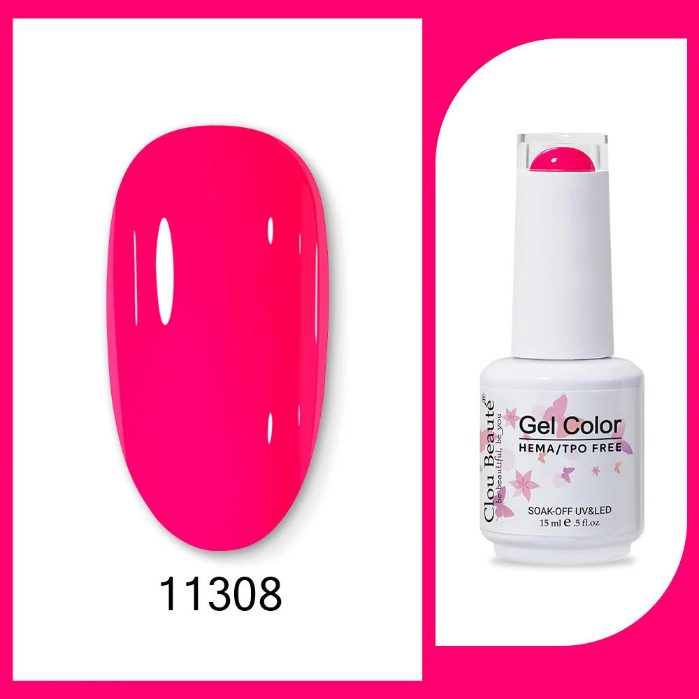 Clou Beaute Gel Color Hema TPO Free 15ml Gel Nail Varnish Soak Off UV Gel Polish Nail Art Manicure Lacquer Nail Art Jelly Gel