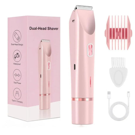 Women Electric Shaver Dual Head Bikini Trimmer Waterproof Body Hair  Trimmer Facial Hair Remover for Bikini Underarm Leg Arm