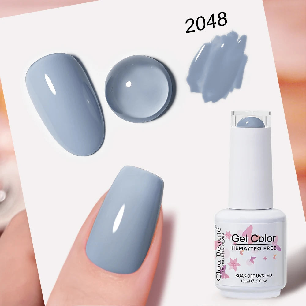 Clou Beaute Grey Color Nail Gel Polish Full Coverage Nail Polish Dark Red Gel Lacquer Varnish Vernis Semi Permanent Nail Art