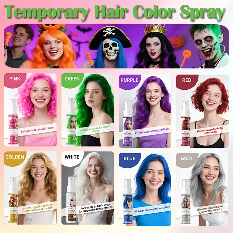 Temporary Hair Color Spray One-Time Hair Dyeing Instant Hair Salon Multi Color Hair Dye Makeup Chalk Washable DIY Party Styling